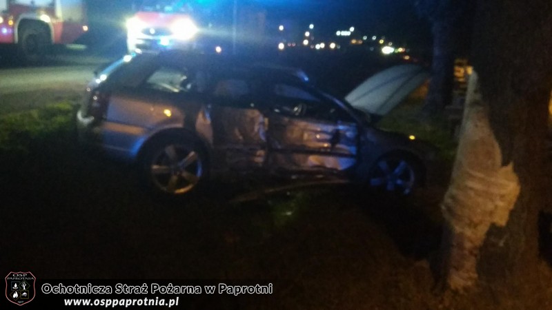 Samochód na drzewie